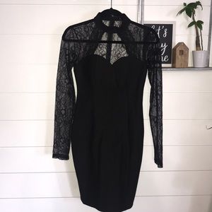 NWOT-Forever 21 black midi sweetheart lace Dress-M